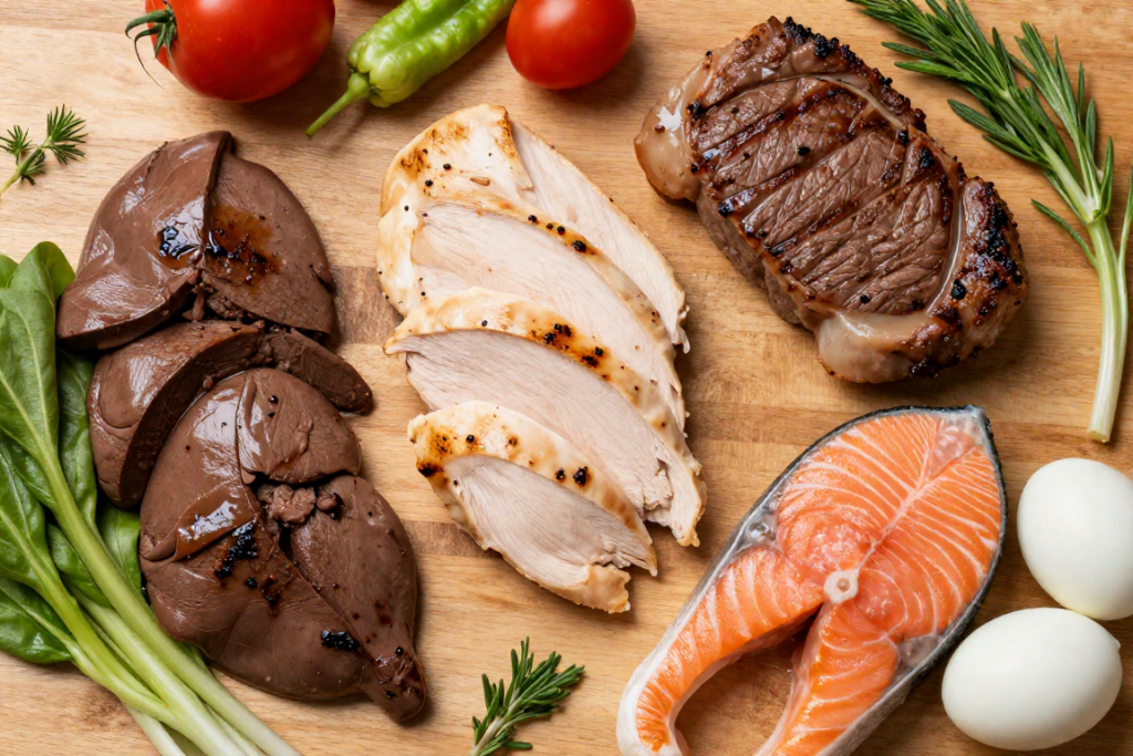 Порівняння з іншими продуктами як печінка виглядає на тлі м’яса та риби